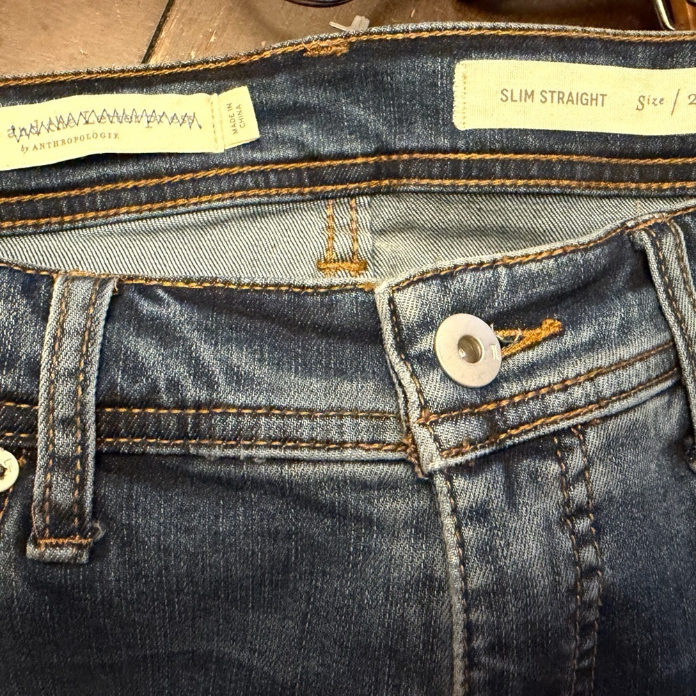 Anthropologie Blue Jeans with Colorful Floral Accents - Picture 5 of 9